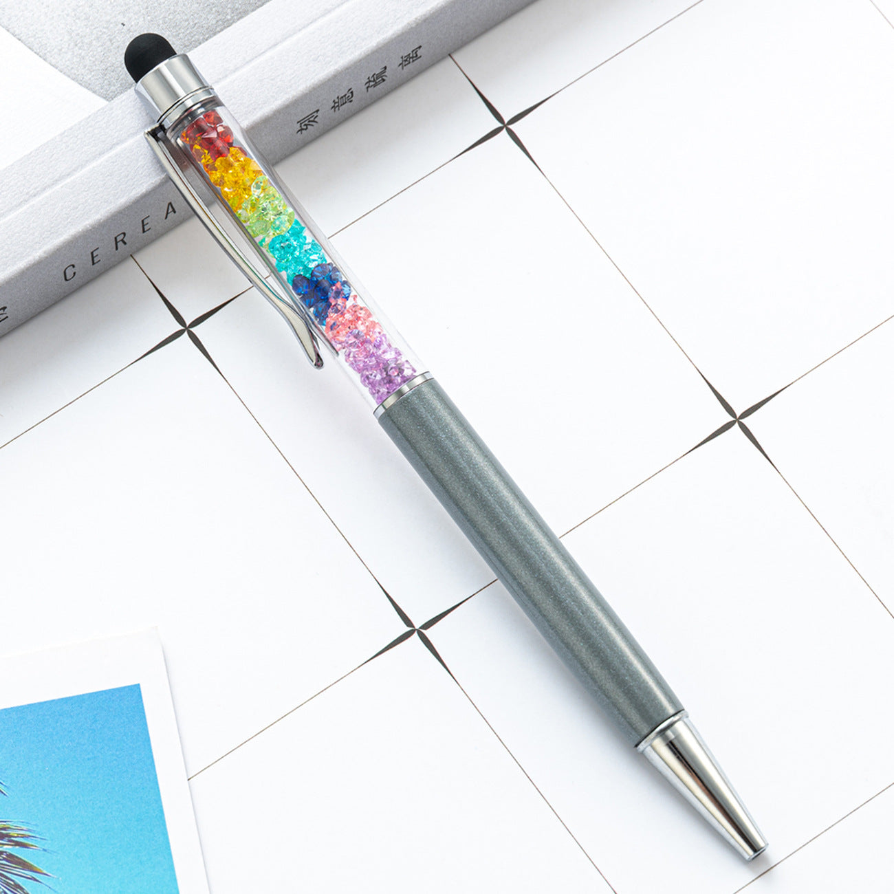 Bolígrafo capacitivo de la pantalla táctil de diamante de color de cristal de metal al por mayor